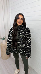 Camouflage Print Fleece Jacket - GREEN