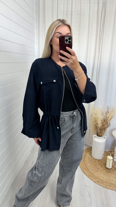 Lightweight Cargo Shacket - NAVY