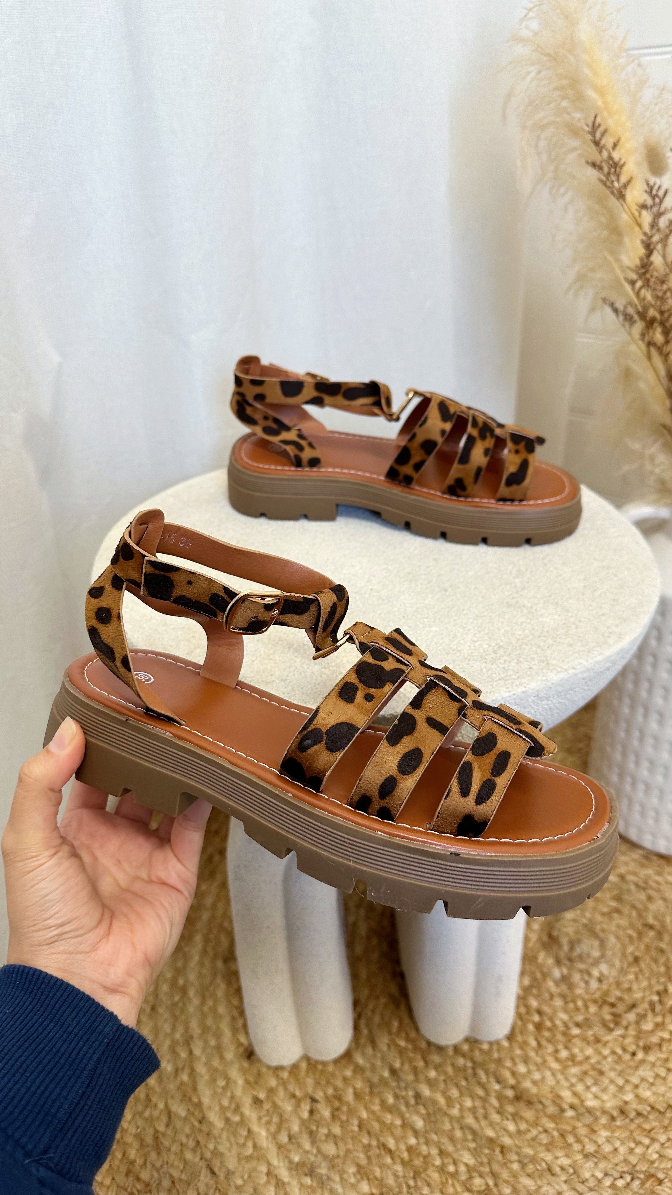 Chunky Sole Gladiator Sandals - LEOPARD PRINT