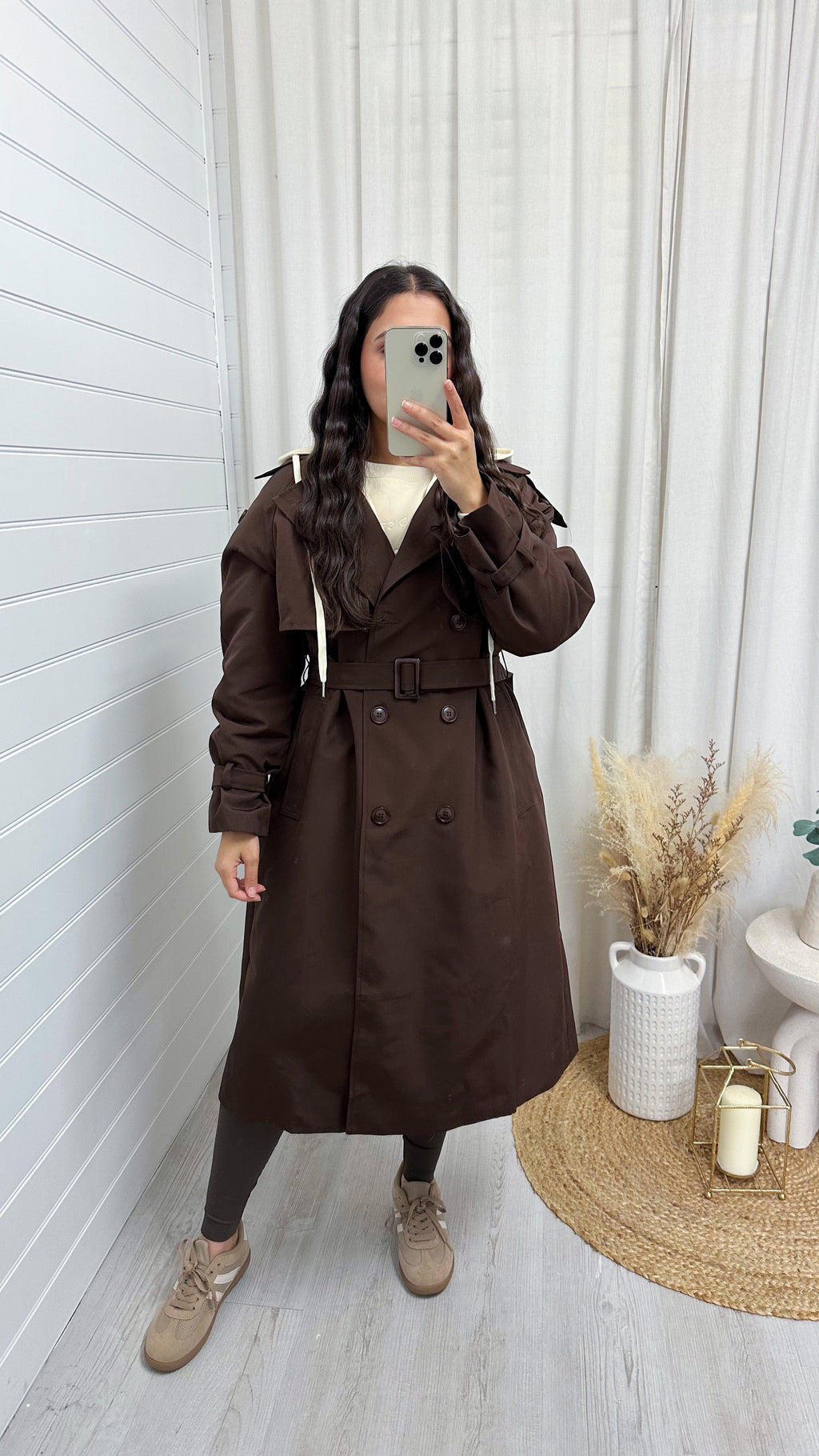 Premium Hooded Lightweight Mac - BROWN