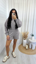 Cropped Jacket and Shorts Co-Ord - DOVE GREY