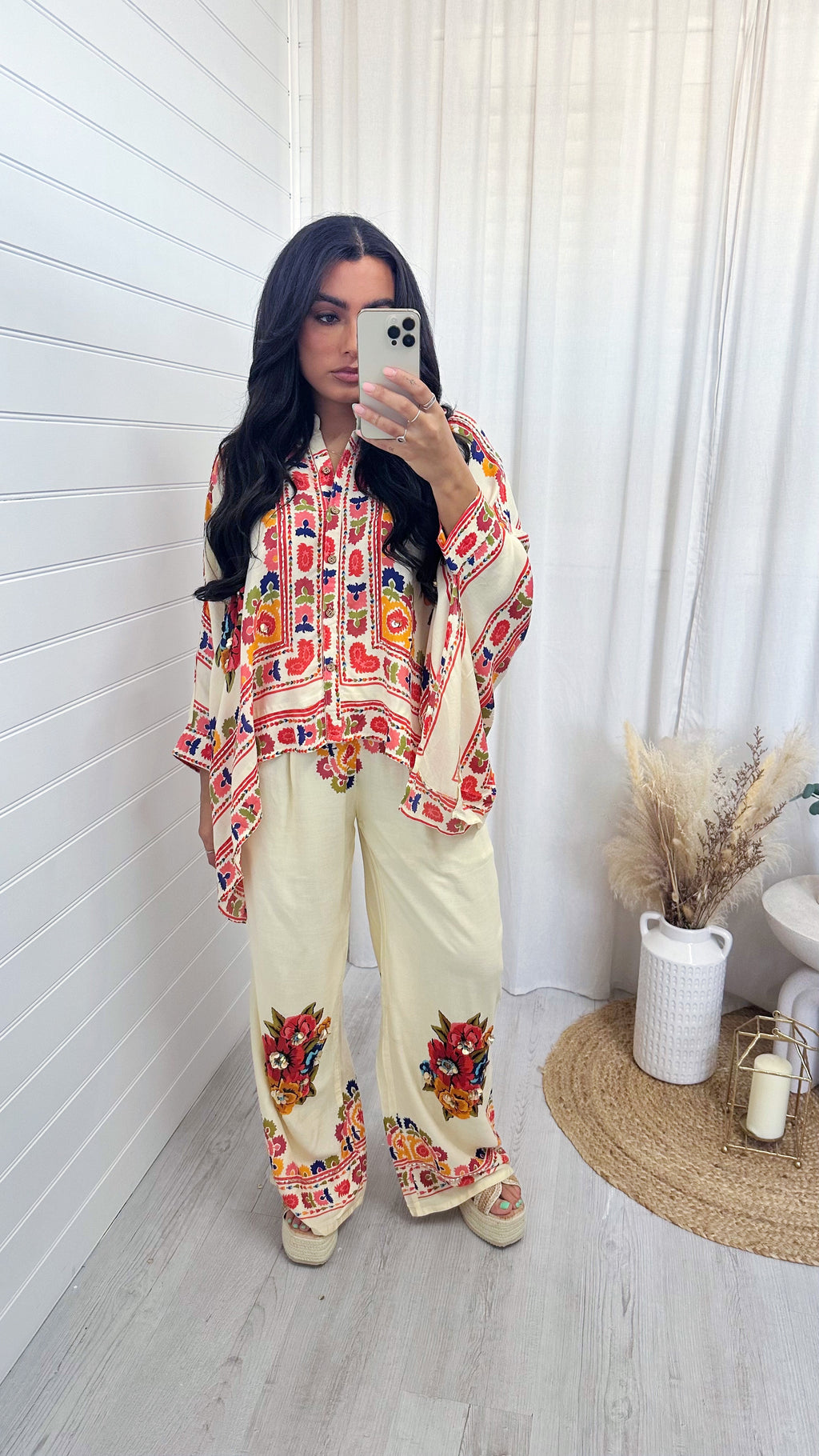 Red Floral Boho Top and Trousers Co-Ord