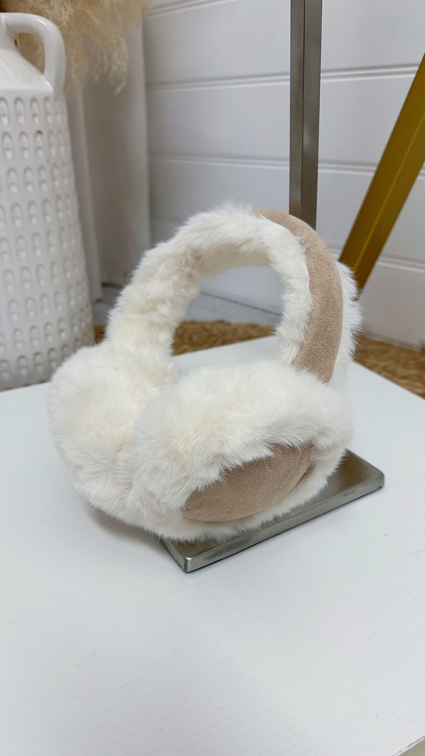 Faux Fur Ear Muffs - BEIGE