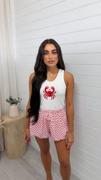 Crab Sequin Vest Top - WHITE