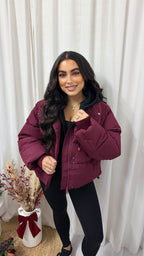 Insert Hood Puffer Jacket - BURGUNDY