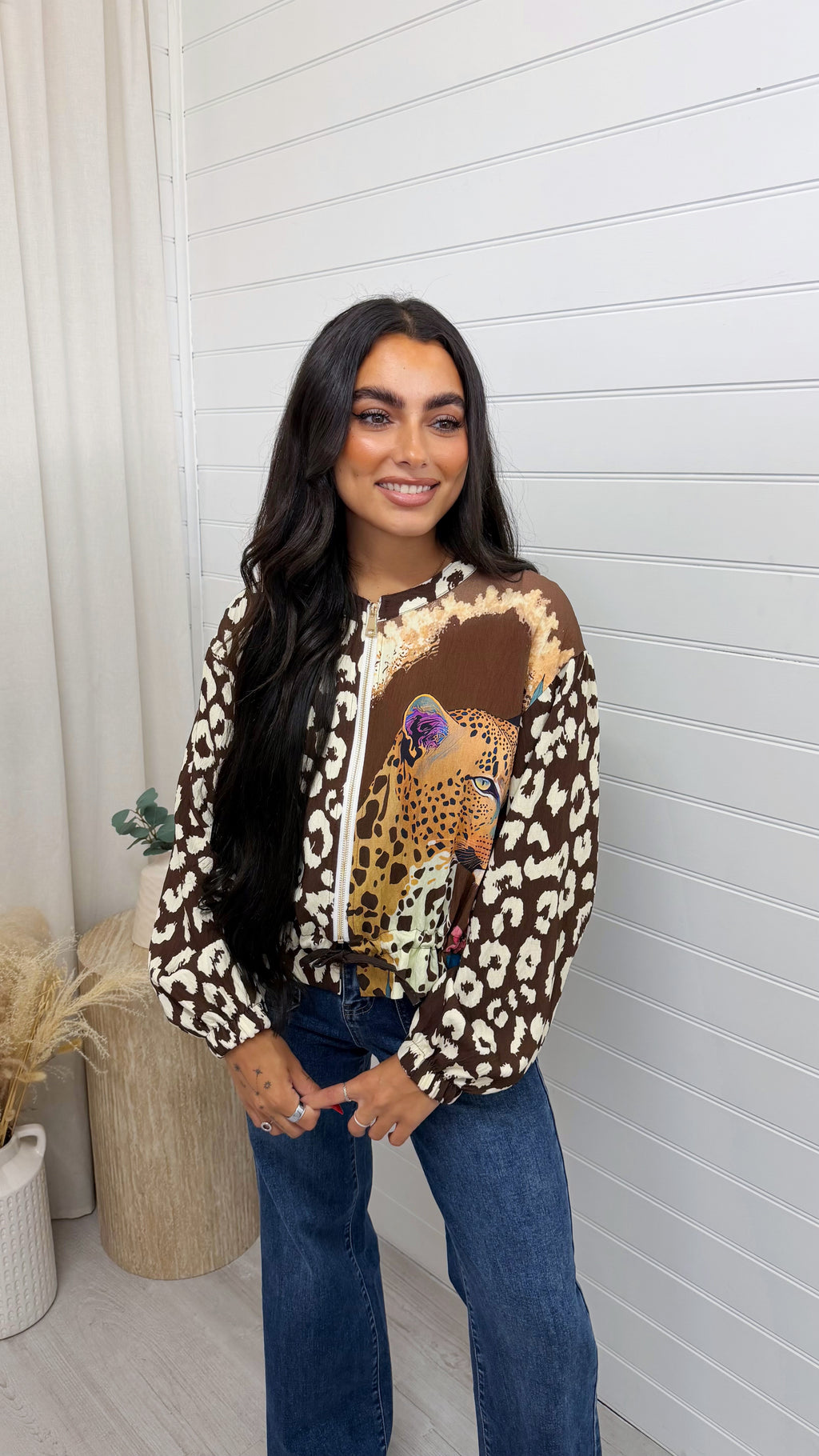 Leopard Graphic Bomber Jacket