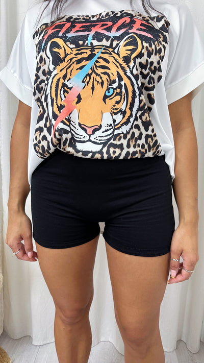 High Waisted Basic Cotton Shorts - BLACK