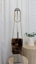 Speckled Faux Fur Mini Bag - TAUPE