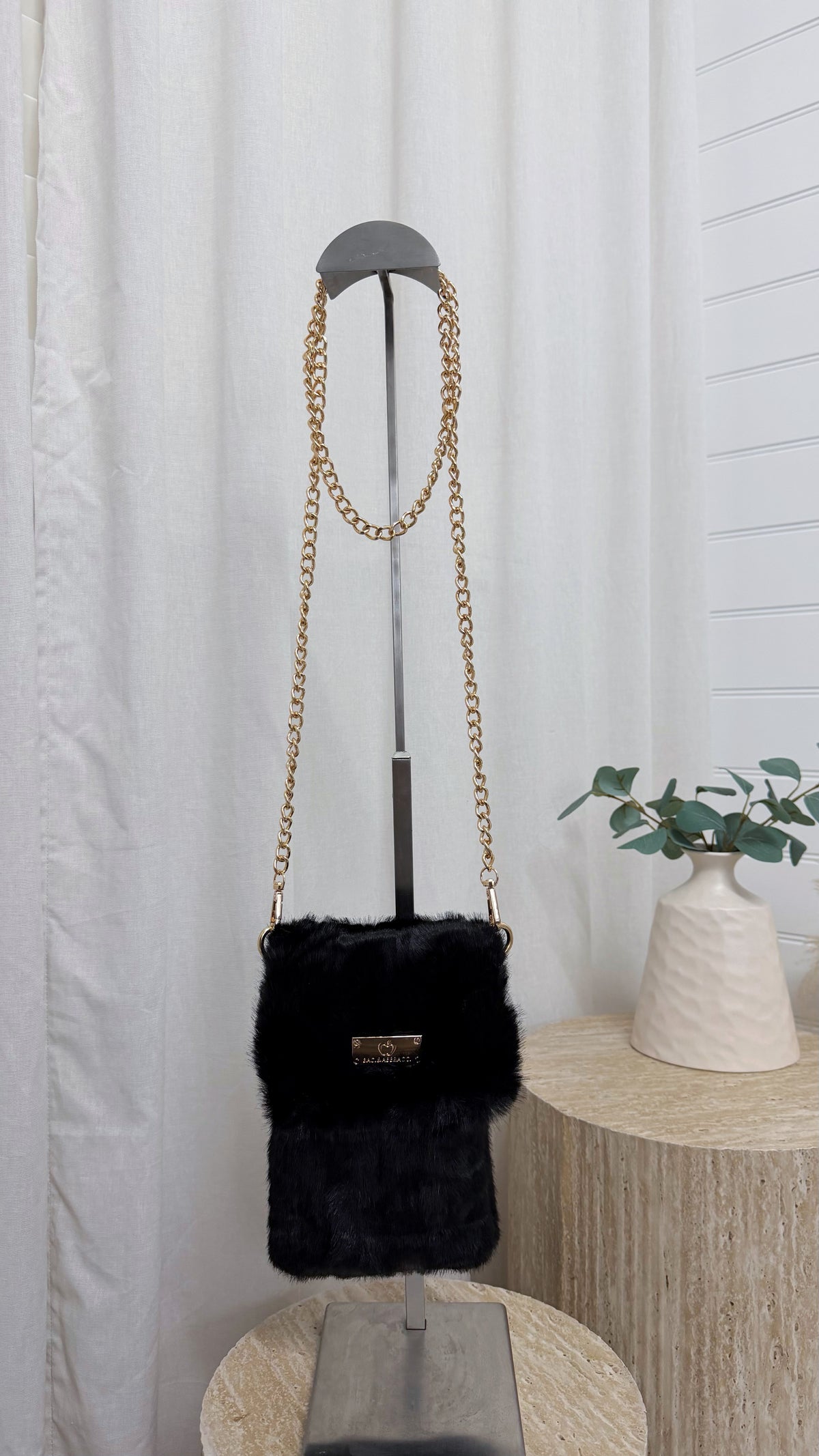 Faux Fur Mini Bag - BLACK