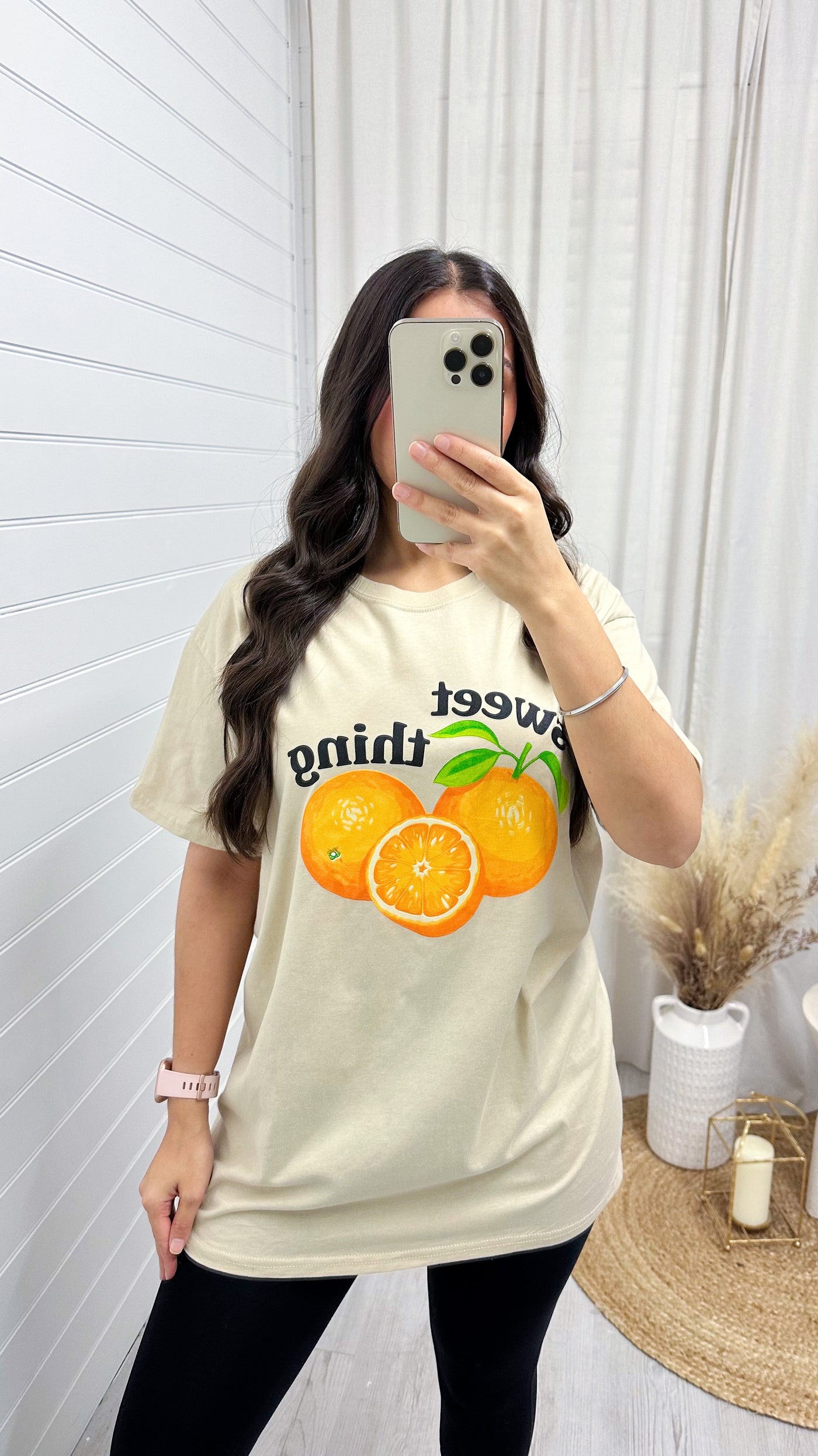 SWEET THING Oversized Oranges T-Shirt - BEIGE