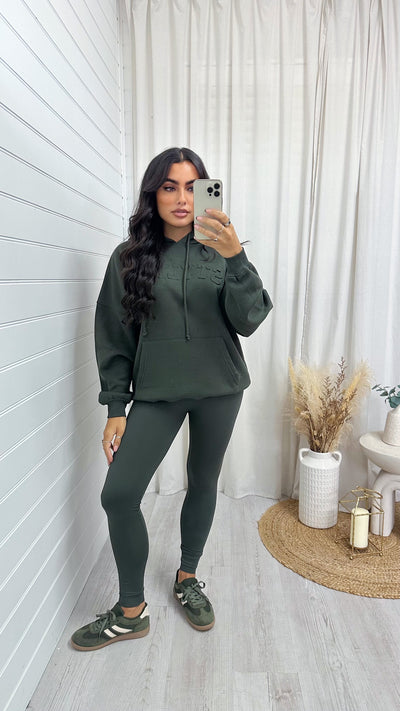 Embossed Stylist Oversized Hoodie - KHAKI