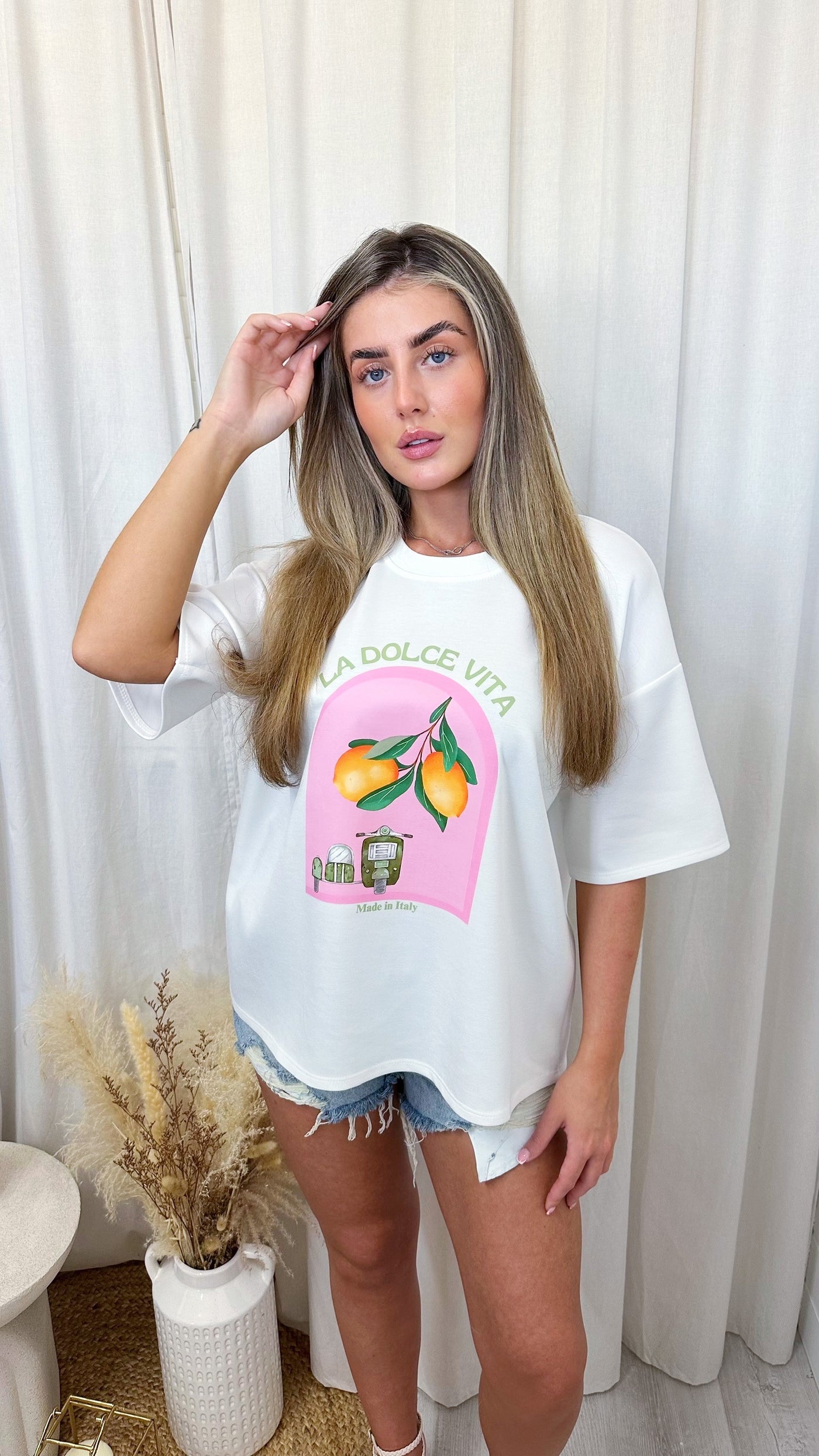 Premium Oversized Mango Print T-Shirt - WHITE