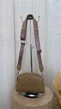 Double Zip Dome Cross Body Bag - BEIGE