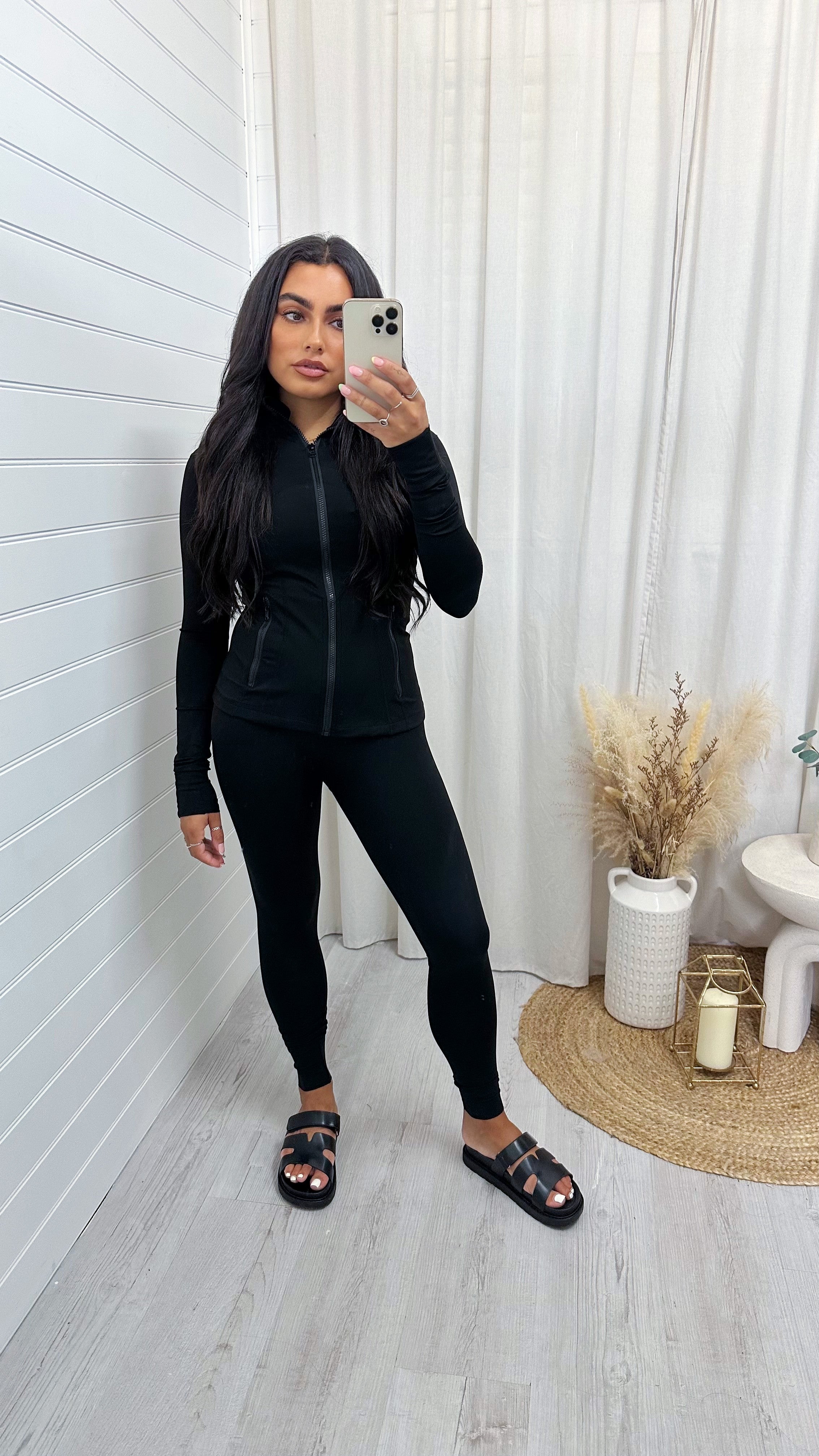 Body Sculpt Jacket and Leggings Gym Co-Ord - BLACK