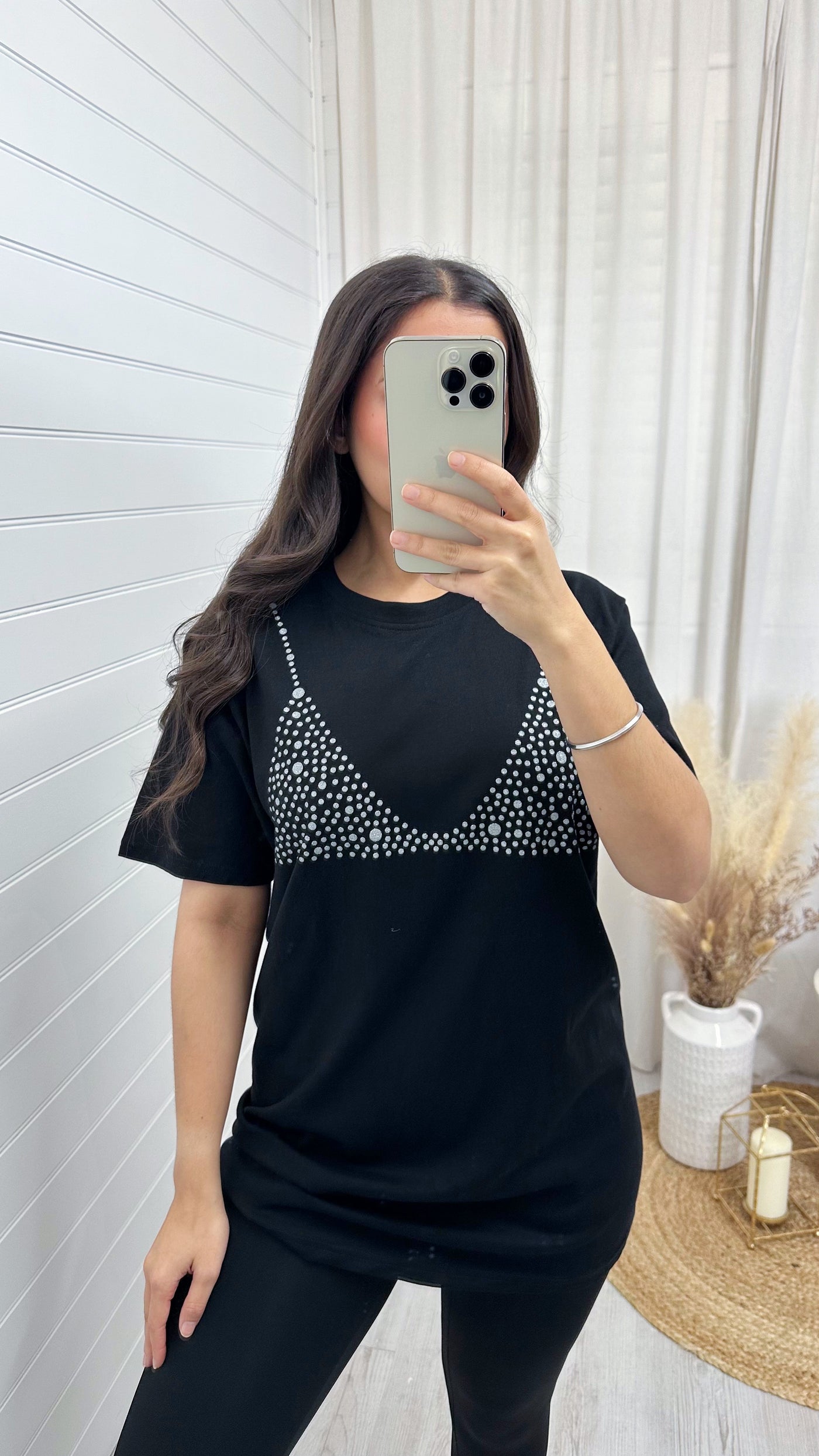 Silver Glitter Bikini T-Shirt - BLACK