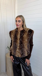 Faux Fur Deer Print Gilet