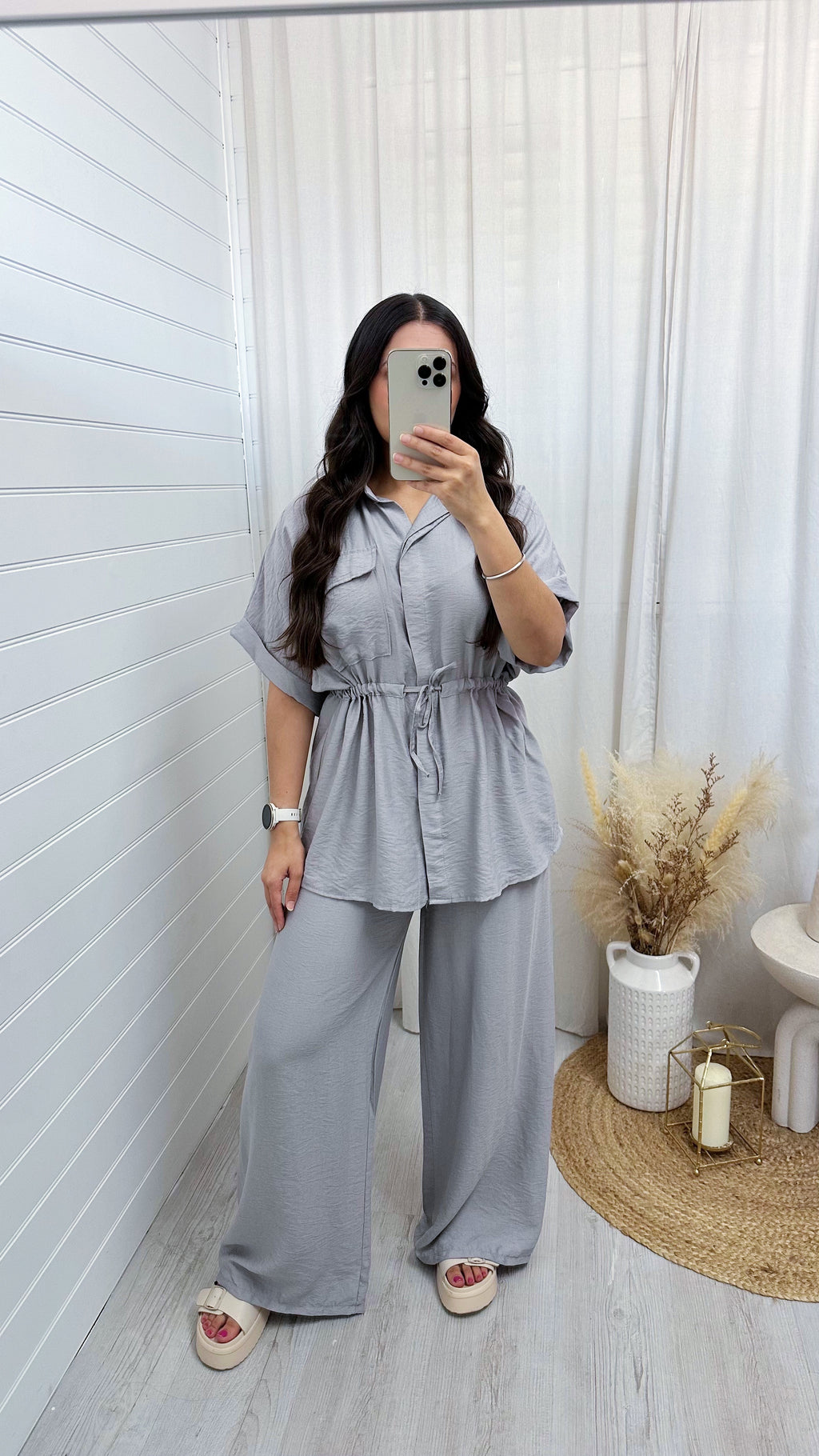 Shacket and Trousers Co-Ord - LIGHT GREY