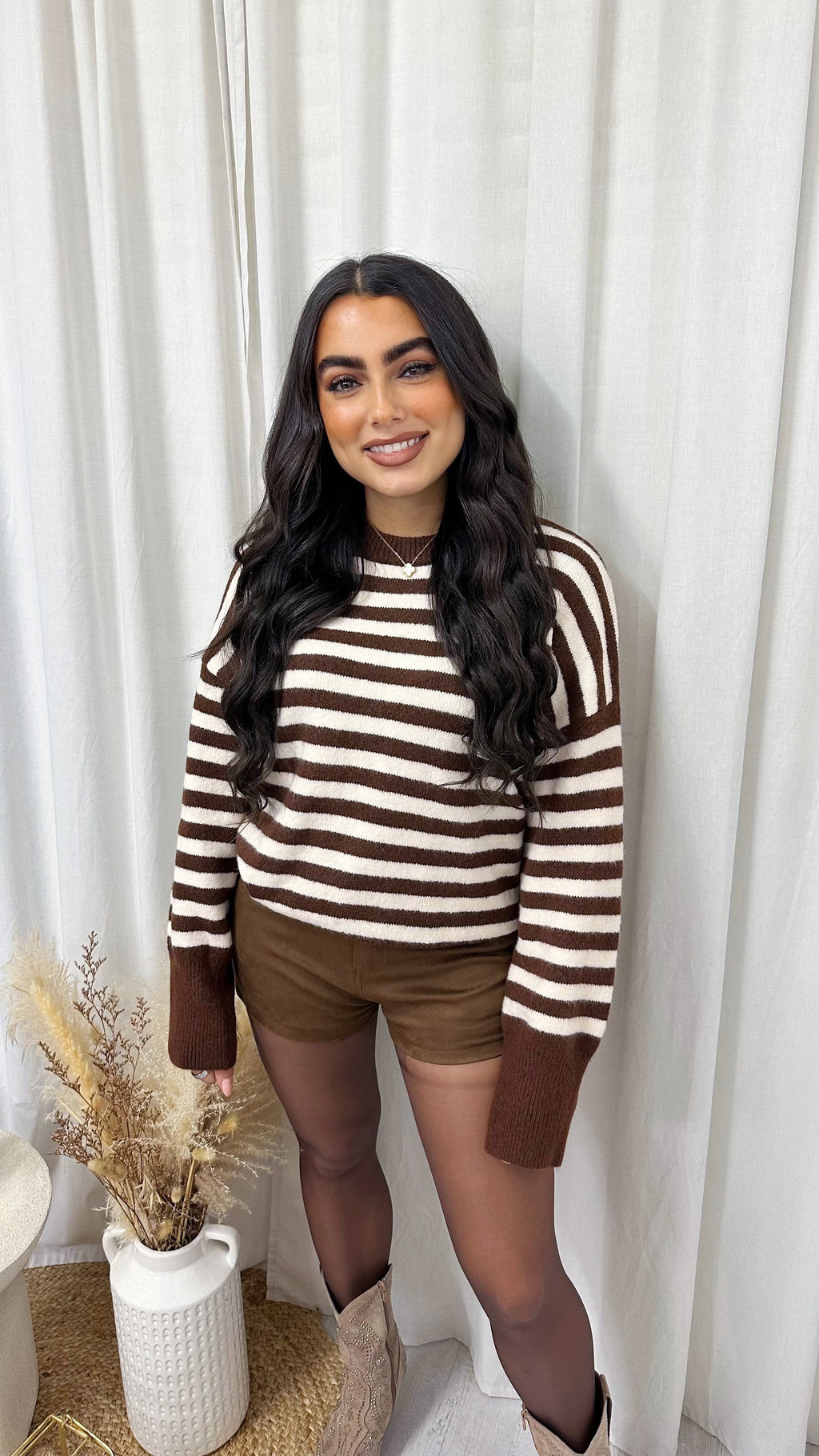 Soft Woollen Stripey Jumper - BROWN/BEIGE