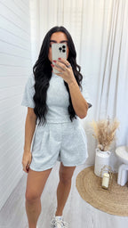 Basic Jersey T-Shirt and Shorts Co-Ord - GREY