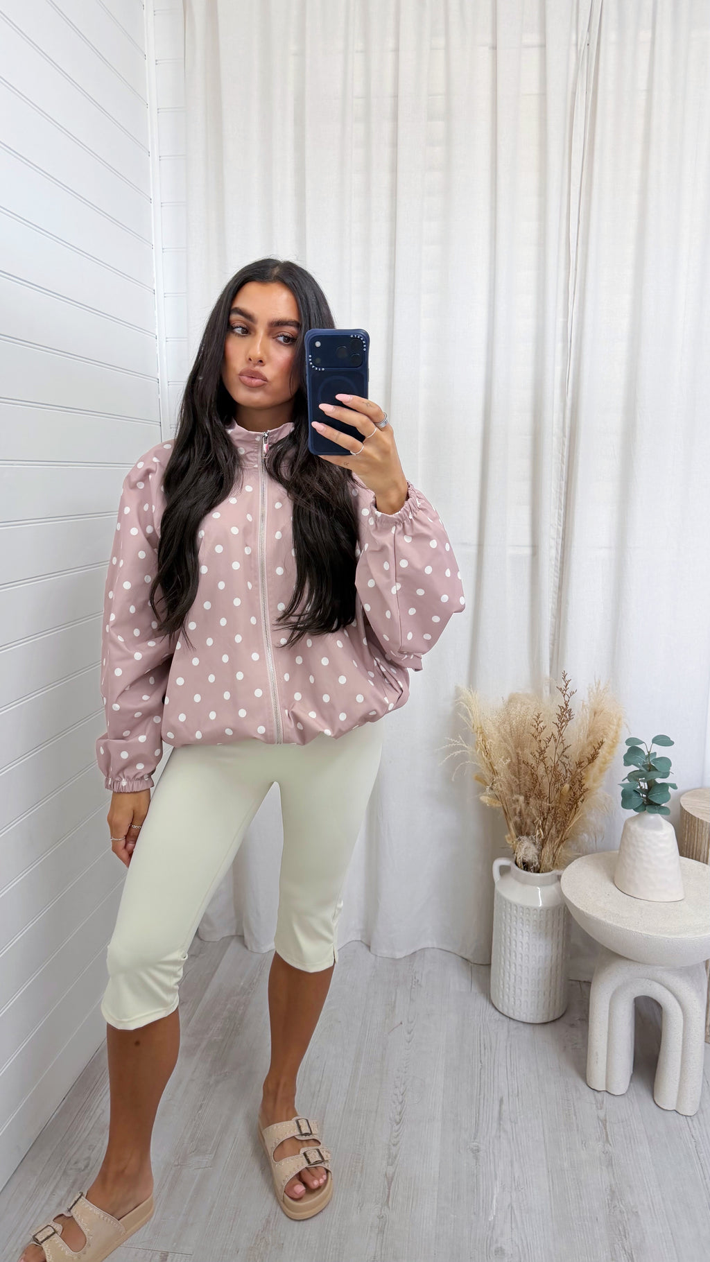 Polka Dot Lightweight Jacket - MINK