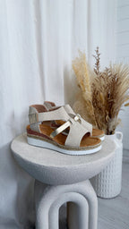 Suede Comfort Wedge Sandals - LIGHT BEIGE