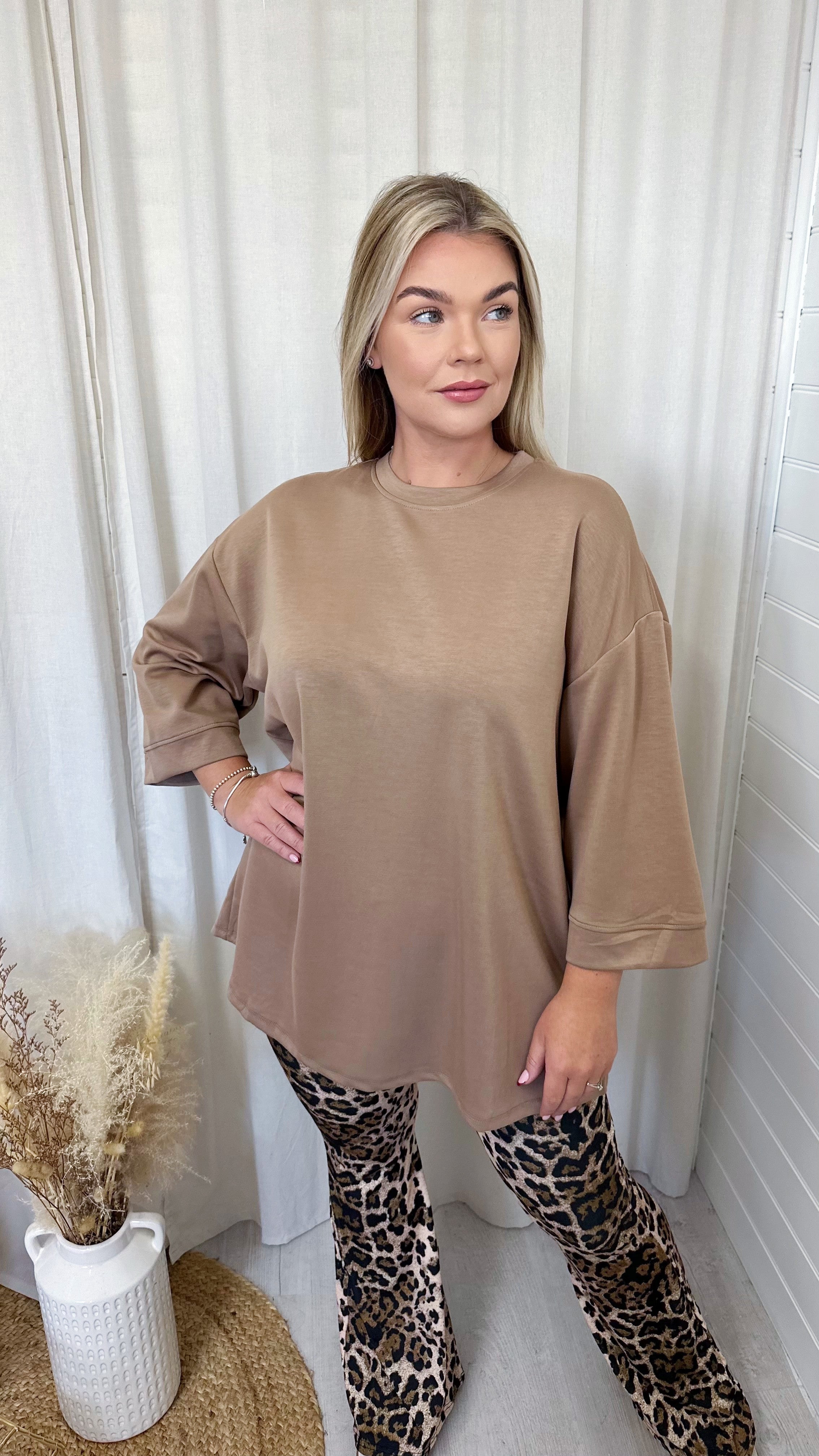 Drop Sleeve Oversized T-Shirt - SAND