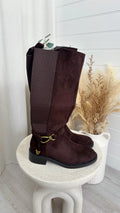 Knee-High Western Boots - DARK BROWN