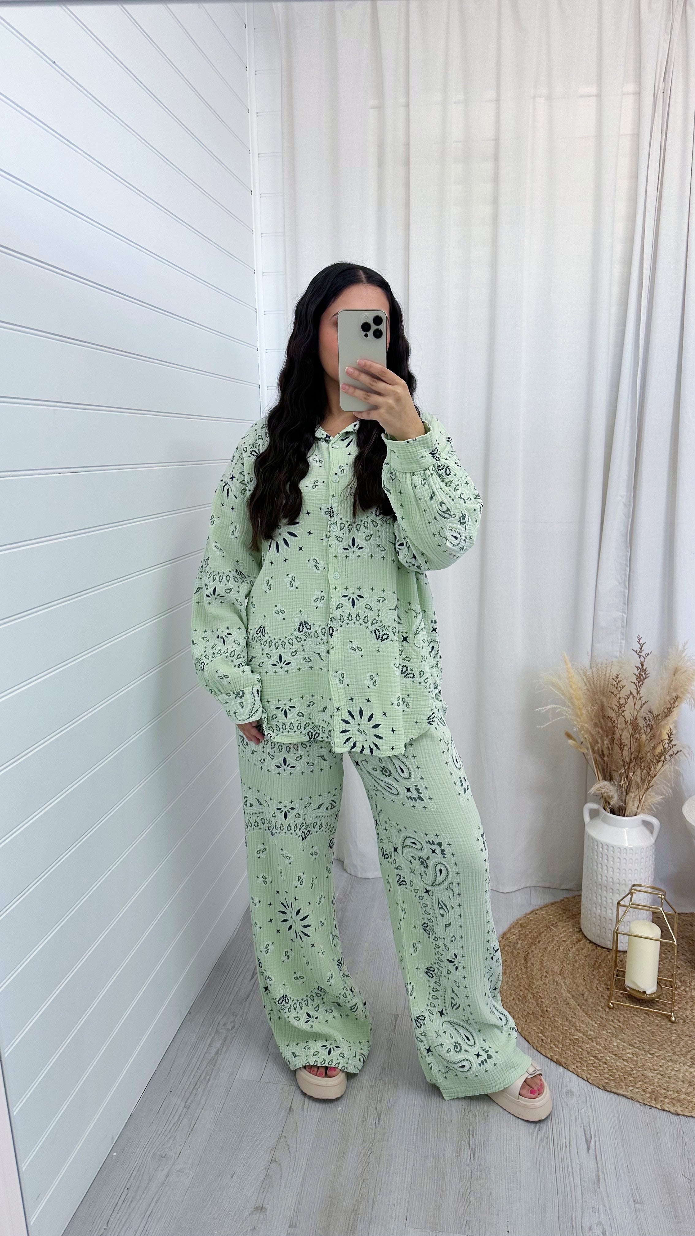 Paisley Cheesecloth Shirt and Trousers Co-Ord - MINT