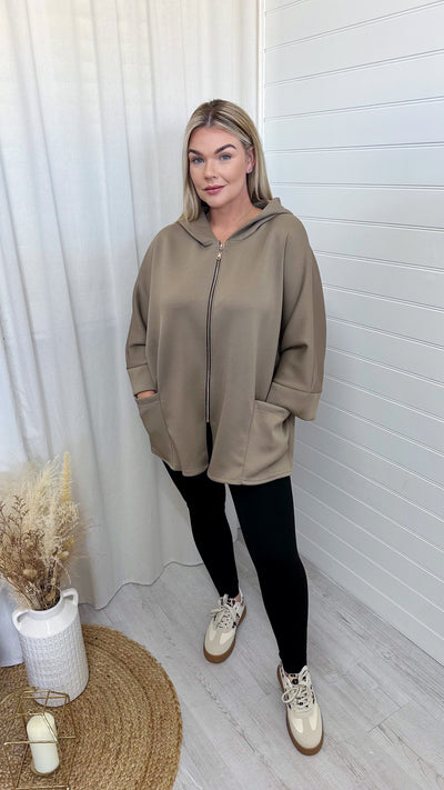 Textured Lightweight Hooded Jacket - MOCHA