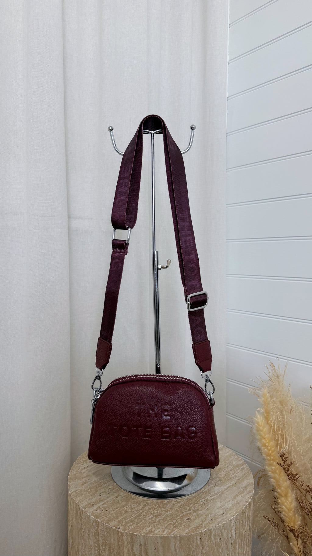 Double Zip Dome Cross Body Bag - WINE