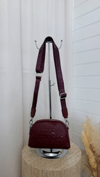 Double Zip Dome Cross Body Bag - WINE