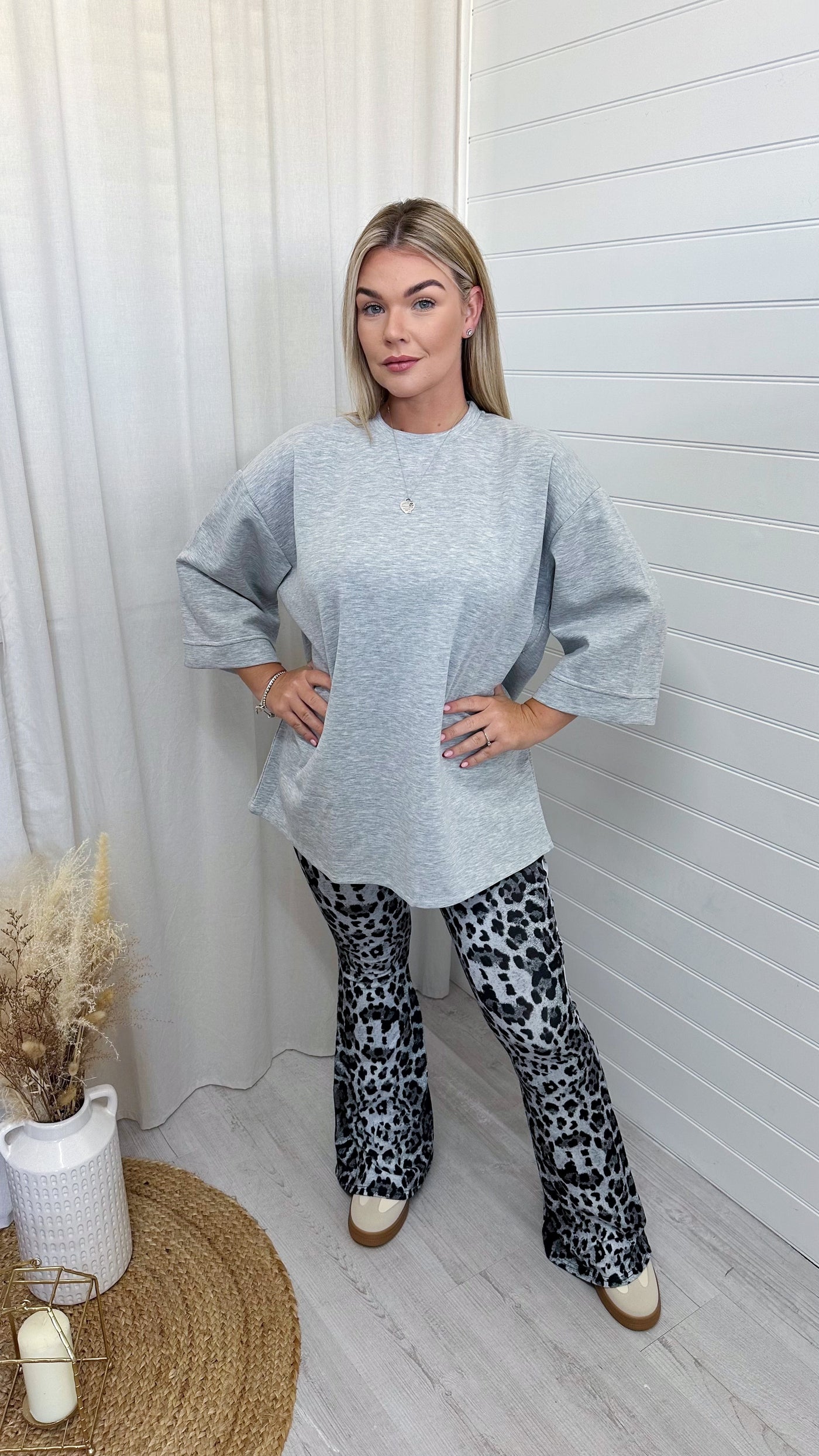 Drop Sleeve Oversized T-Shirt - LIGHT GREY