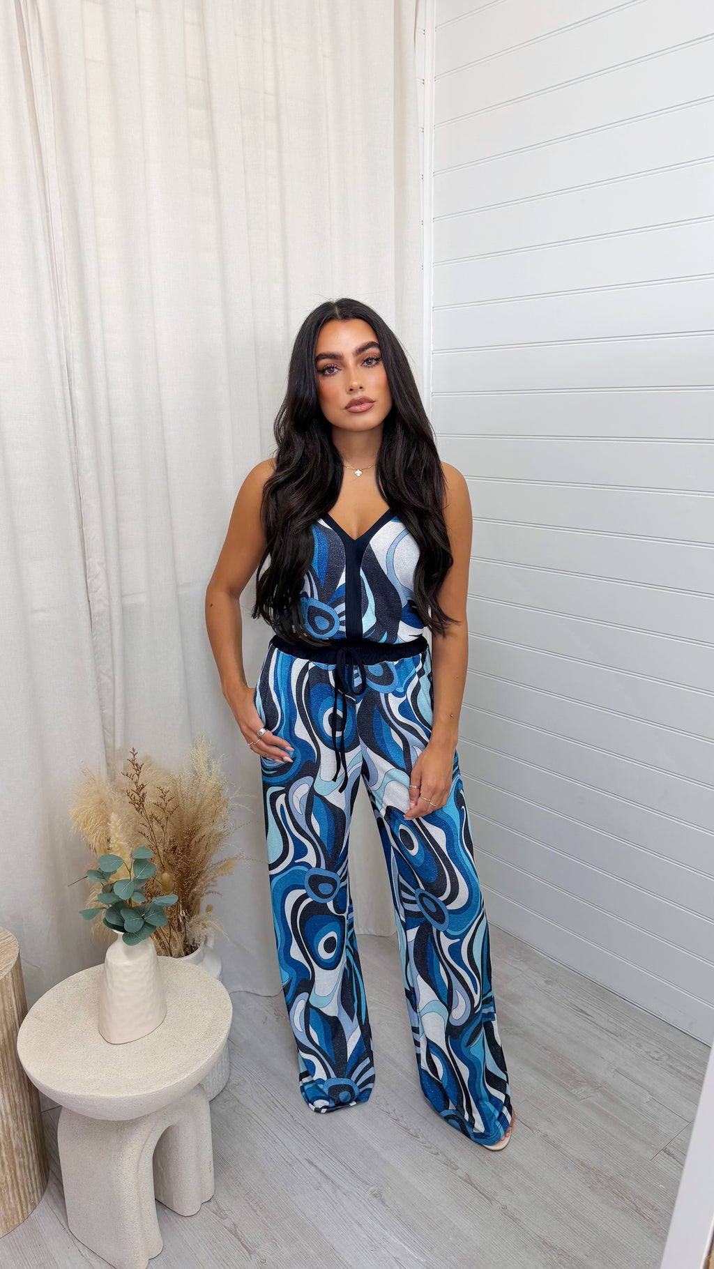 Shimmery Swirl Vest Top and Trousers Co-Ord - BLUE