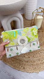 Lime Sequin Boho Clutch Bag