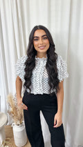 Frilly Sheer Polka Blouse - WHITE