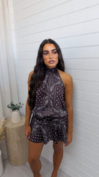 Bandana Print Halter Neck Top and Skirt Co-Ord - BROWN