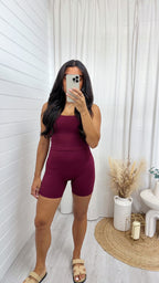 Bralette and Cycling Shorts Active Co-Ord - WINE