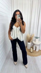 Straight Leg Stretchy High Waisted Jeans - DARK DENIM