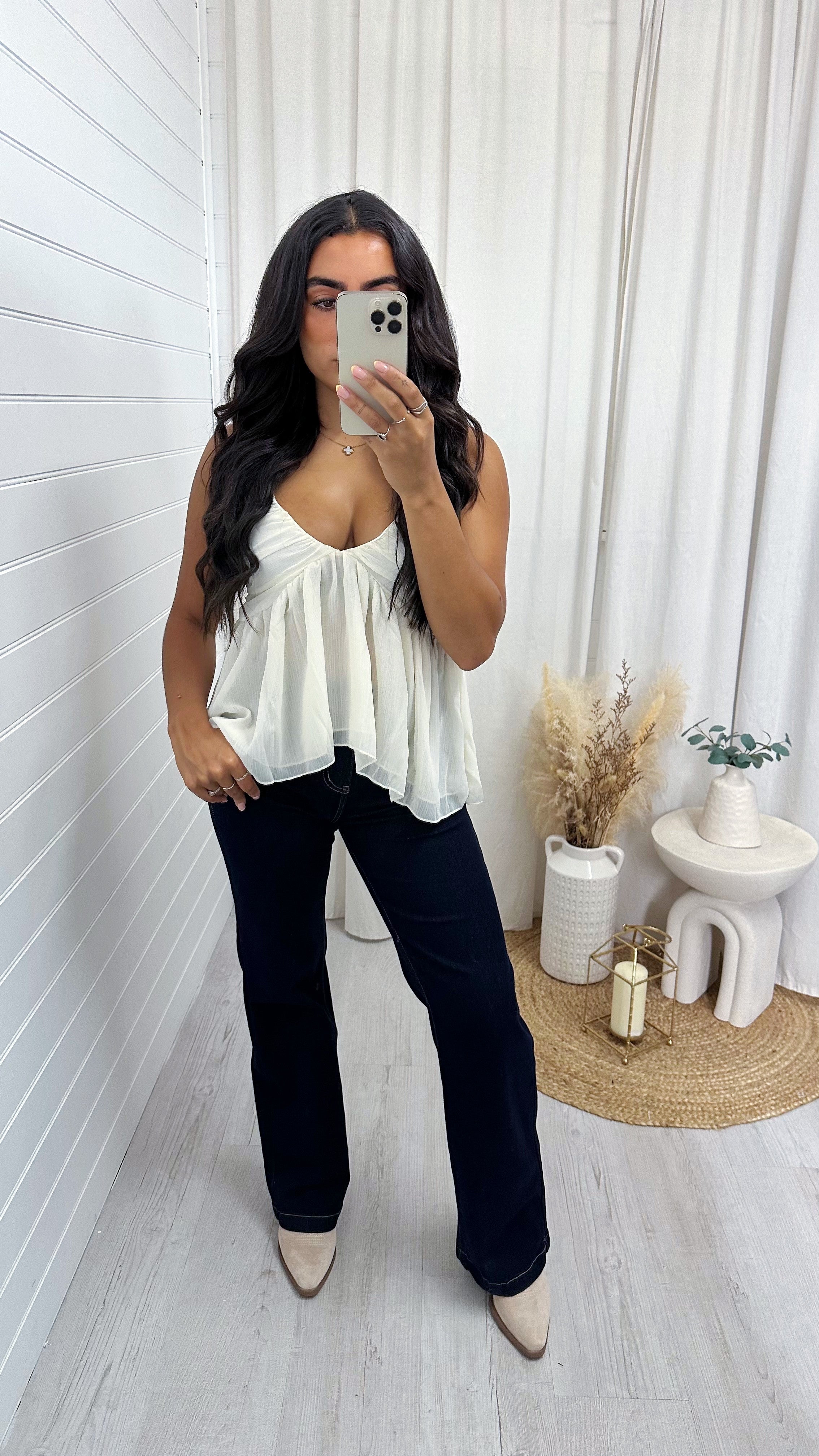 Straight Leg Stretchy High Waisted Jeans - DARK DENIM