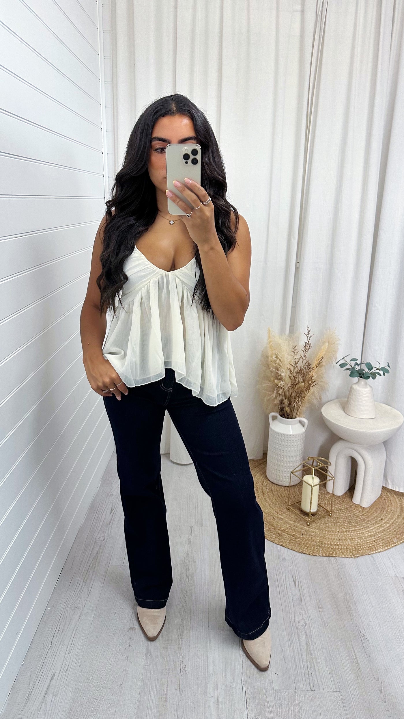 Straight Leg Stretchy High Waisted Jeans - DARK DENIM