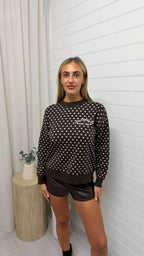 Los Angeles Polka Dot Knitted Jumper - BROWN