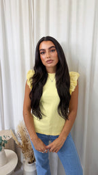 Tulle Sleeve Vest Top - LEMON