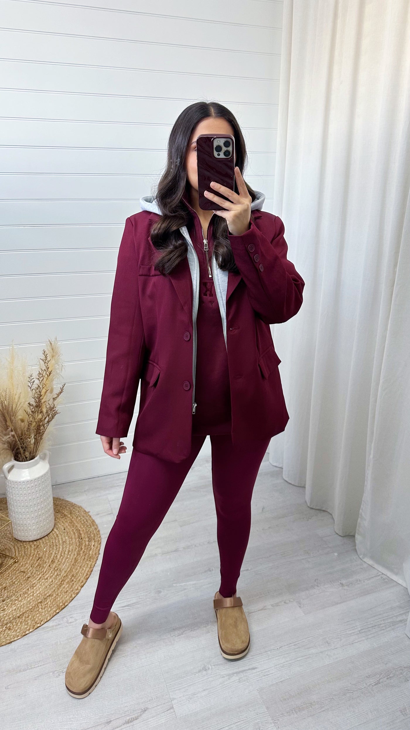 Jacket Insert Tailored Blazer - WINE