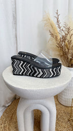 Clear Strap Platform Espadrille Wedges - BLACK/WHITE