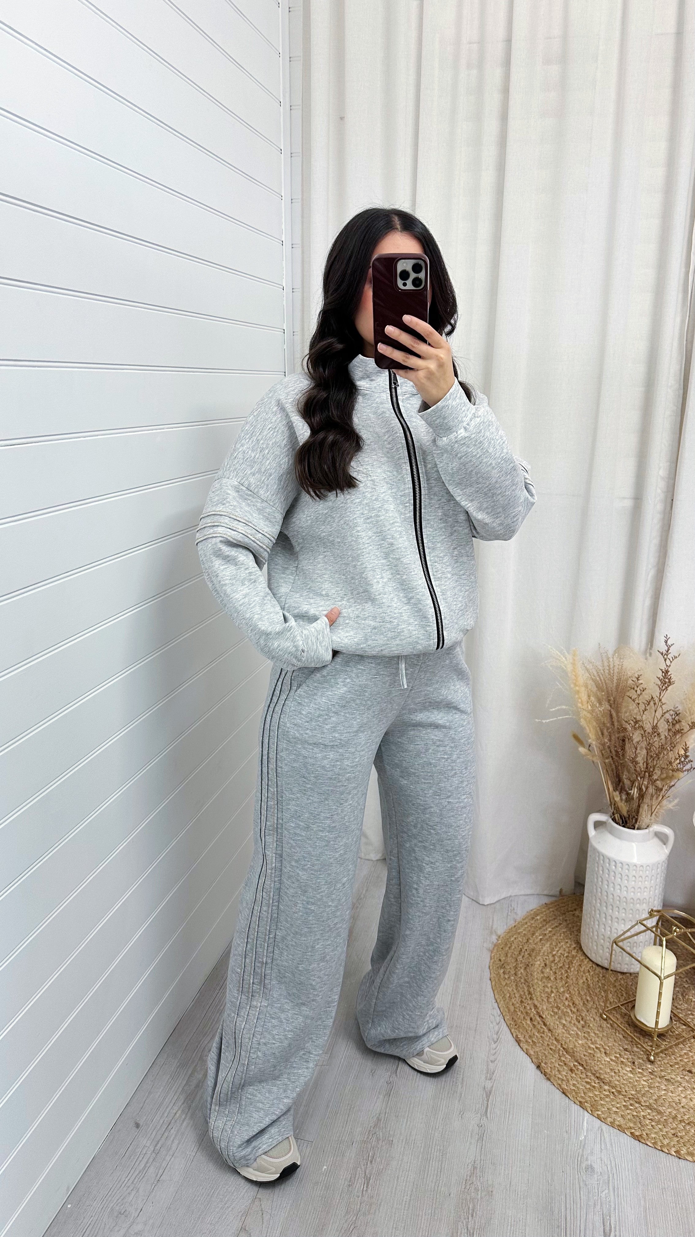 Gold Embroidered Bomber Jacket and Joggers Tracksuit - GREY