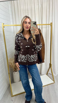 Paisley Zip Cardigan - BROWN