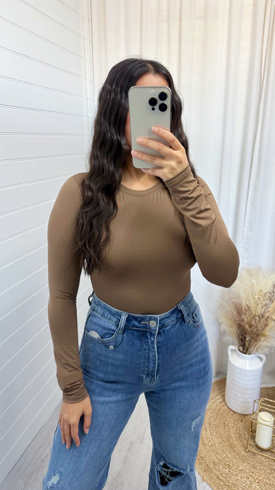 Basic Long Sleeve Bodysuit - TAN