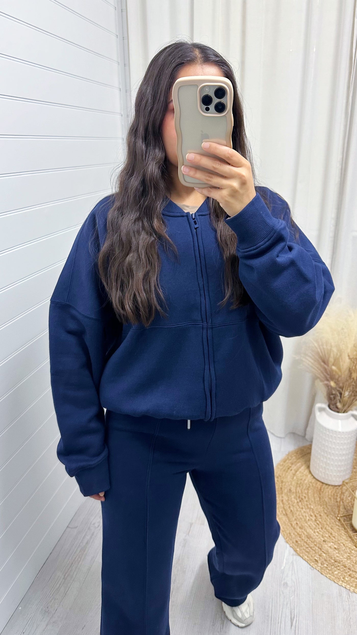 Bomber Jacket and Seam Front Joggers Tracksuit - NAVY