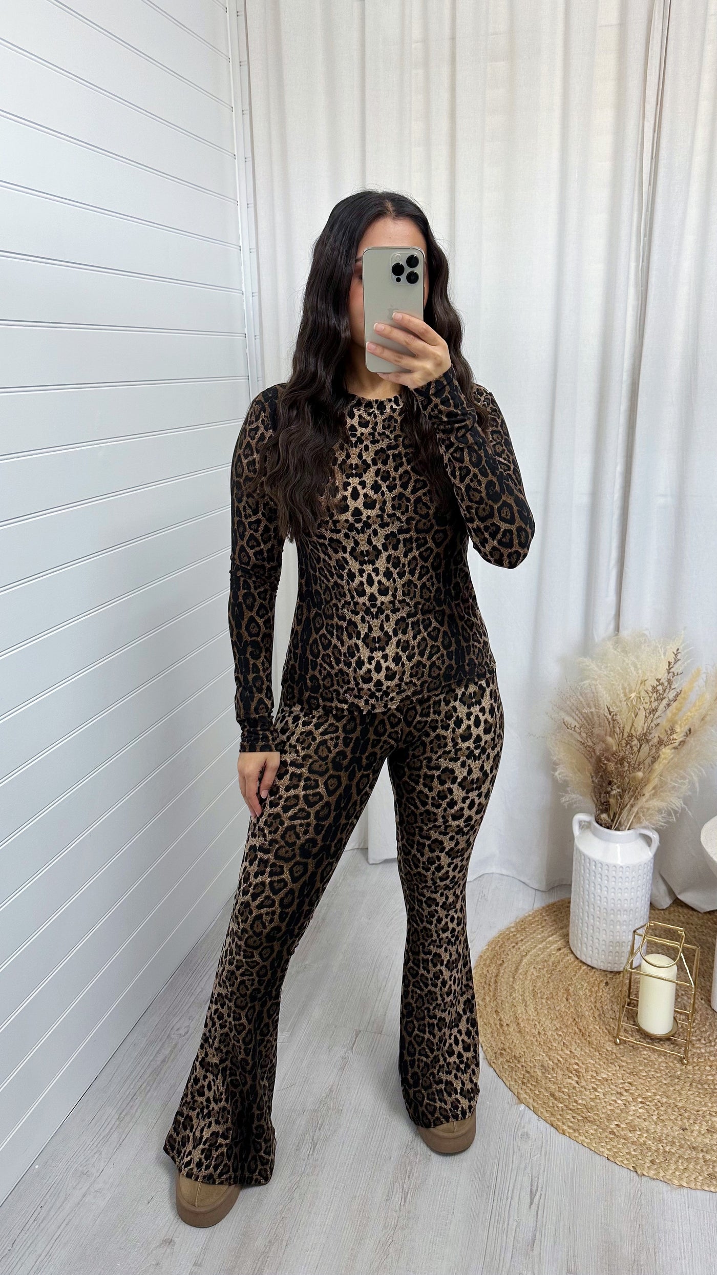 Leopard Print Long Sleeve Stretchy Top