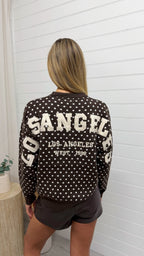 Los Angeles Polka Dot Knitted Jumper - BROWN